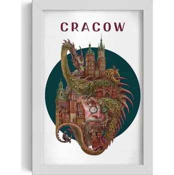 Obraz Ozdobný nástěnný obraz s grafikou Krakov Kostel Panny Marie Drak Wawelský 20x30