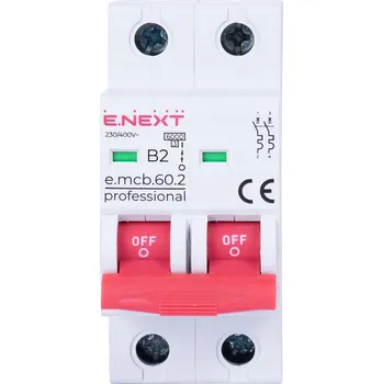 vypínač Jistič PRO. B2 2A 2P, vstup pro lištu s vidlicemi