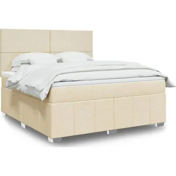 Postel vidaXL Box spring postel s matrací 180x200 cm textil [3291742] Barva: krémová