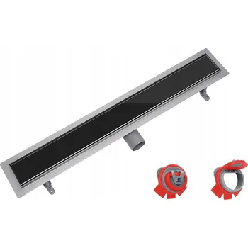 Sada lineární odtok VOGI rošt SKLO ČERNÉ 100cm + SUCHÝ SIFON