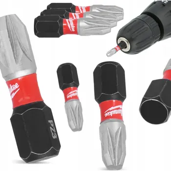 Bit 3x Rázový bit MILWAUKEE PZ3 25 mm MAGNETICKÝ ŠROUBOVACÍ BIT POZIDRIV