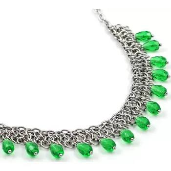Náhrdelník Náhrdelník chirurgická ocel se zelenými kapkami