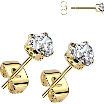 Náušnice Zlacené ocelové náušnice srdíčka (3 mm)