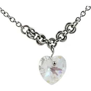 Náhrdelník Náhrdelník Swarovski srdce čiré v kroužcích