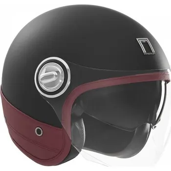 Helma na motorku Přilba HERITAGE, NOX PREMIUM (černá matná, červená kůže) 2025