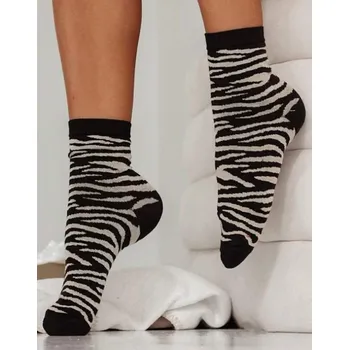 Dámské ponožky DOVOZ EU Dámské ponožky zebra černé Velikost: 37/41