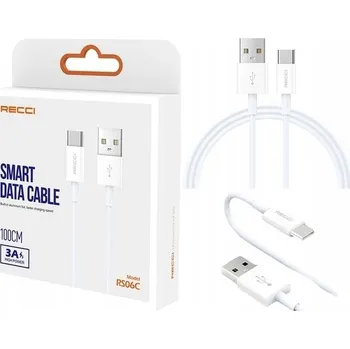 Datový kabel Kabel Recci USB - USB typ C 1 m bílý