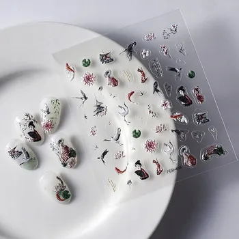 samolepka Samolepky na nehty 3D Samolepicí Vystouplé vzory JAPONSKO