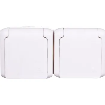 Elektrická zásuvka LEGRAND DVOJITÁ ZÁSUVKA S UZEMNĚNÍM 2X2P+Z S KRYTÍM IP44 BÍLÁ FORIX 782377