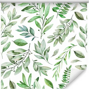Fototapeta Tapeta do ložnice listy BYLINKY zeleň akvarel