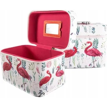 Kosmetická taška ORGANIZÉR NA KOSMETIKU PLAMEŇÁK KUFŘÍK KOSMETICKÝ PRO DĚTI SADA 2KS