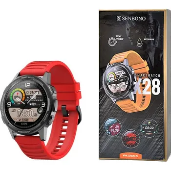 Hodinky SPORTOVNÍ HODINKY CHYTRÉ HODINKY SENBONO X28 ČERVENÉ Full HD 360x360, MĚŘENÍ Sp