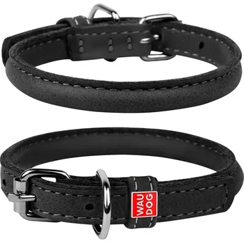 Obojek pro psa WAU DOG Kulatý kožený obojek Soft černý Obvod krku: 53-61cm, šířka obojku: 13mm