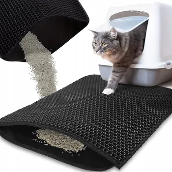 Rohožka PODLOŽKA POD KUWETE Dvouvrstvá rohožka pro kočky ČERNÁ 45x60