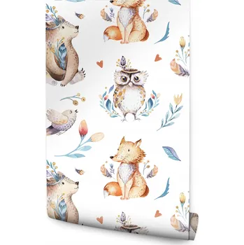 Fototapeta Tapeta pro děti malované lesní zvířátka lišky
