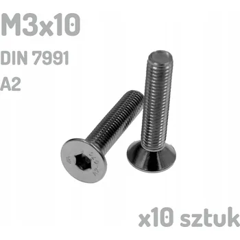 Šroub Nerezový šroub A2 M3x10 mm DIN 7991 INOX x10 kusů