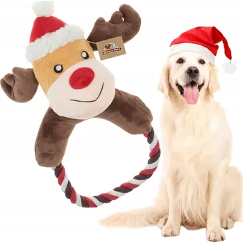 Hračka pro psa Plyšová Hračka pro psa Wesoły Pupil Hračka pro psy VÁNOČNÍ SOB plyšová hračka s provazem RING