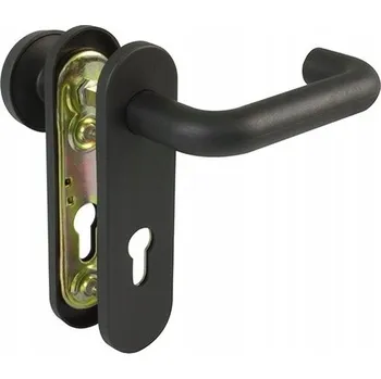 Dveřní kování Klika-koule pevná na vložku Černá štítek 172x46mm pro brány vrátek