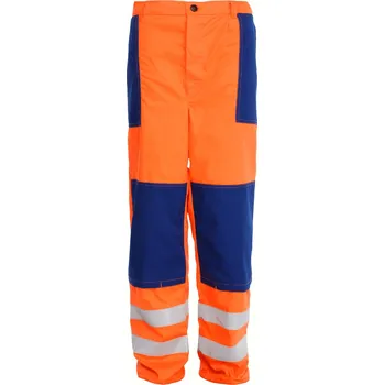 montérky VÝSTRAŽNÉ PRACOVNÍ KALHOTY DO PASU REFLEXNÍ ORANŽOVÉ VELIKOST 60