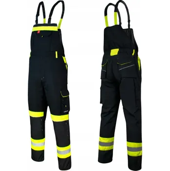 montérky Pracovní montérkové zahradní kalhoty s laclem VÝSTRAŽNÉ REFLEXNÍ BOZP XS 44