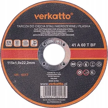 Řezný kotouč Řezací kotouč na kov Verkatto VR-6017 115 x 22,2 mm