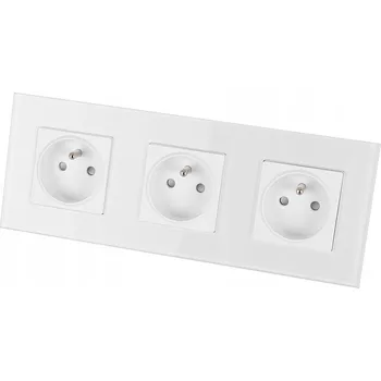 Elektrická zásuvka Trojitá skleněná zásuvka bílá sada Rámeček trojitý a 3 x zásuvka MIUUN