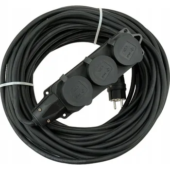 Napájecí kabel PRODLUŽOVACÍ KABEL GUMOVÝ STAVEBNÍ 3 ZÁSUVKY 50M LIŠTA 3X1,5MM 16A GUMA IP44