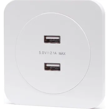 Elektrická zásuvka Dvojitá USB zásuvka bílá pod omítku 5.0V 2.1A