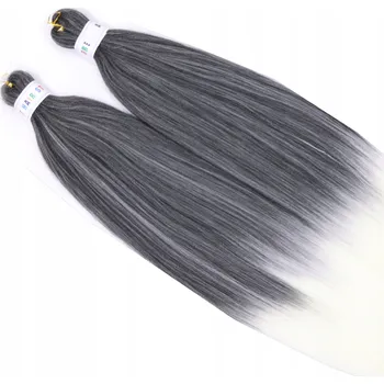 Syntetické vlasy Kanekalon 2 culíky 70cm OMBRE černo-bílé