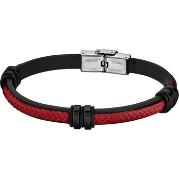 Náramek Pánský kožený náramek s ocelovými kroužky červený | Snadné zapínání | Ověřeno 1000+ zákazníky | Náramek pro může | Pánské šperky | ROMERO chirurgická ocel, kůže