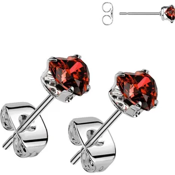 Náušnice Ocelové náušnice červená srdíčka (4 mm)