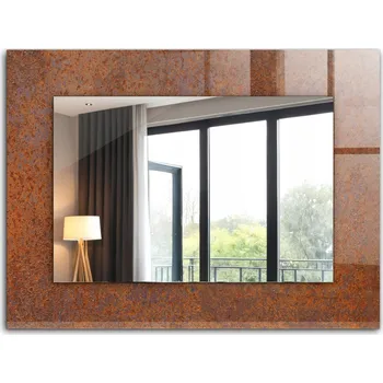Zrcadlo Moderní zrcadlo s krásným potiskem 80x60 Rezavý kovový povrch
