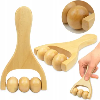 Masážní přístroj MASÁŽNÍ PŘÍSTROJ NA OBLIČEJ Dřevěný ROLLER na MASÁŽ Těla Pleti Modelovací Váleček