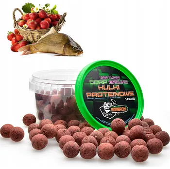Boilies PROTEINOVÉ KULIČKY MARGROM 16mm 100g JAHODA RYBA