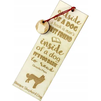 Doplněk ke knize Baskický ovčák gravírovaná záložka do knihy se psem, jméno psa