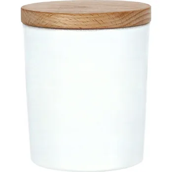 Sklenice Nádoba sklenice na svíčky 320 ml s víkem ze dřeva