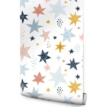Fototapeta Tapeta ve skandinávském stylu HVĚZDY Tečky Ozdoba