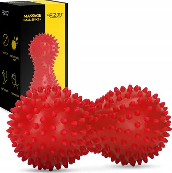 Masážní míček Dvojitý SENZORICKÝ MÍČEK s výstupky, masážní míček 4FIZJO červený