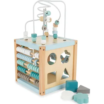 Dřevěná hračka Bieco - Motorická kostka s labyrintem - lesní zvířátka