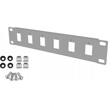 Serverovna Patch Panel RACK 10" 1U 6 Portů Šedý Stalflex pro Síťové Skříně RACK