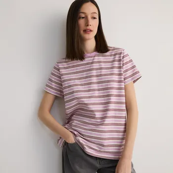 Reserved - Pruhované bavlněné tričko - fialová - 859EH-44X - 859EH-44X-XS