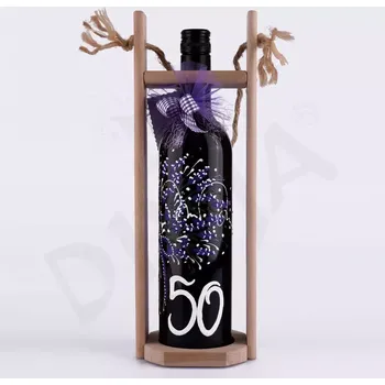 Stojan na víno Malované víno+dřevěný stojan Láhev 50