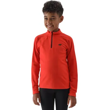 Pánské oblečení Chlapecká lyžařská flísová mikina 4F JUNIOR-FLEECE UNDERWEAR-JWAW24UFLEM050-62S-RED Červená 146/152