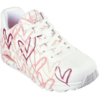 Dámská tenisová obuv Dámská rekreační obuv SKECHERS-Uno Spread The Love W white/multi pink Bílá 40