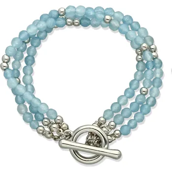 Náramek Yvon Víceřadý náramek s akvamarínem a antialergickým mosazným zapínáním