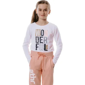 Dětská móda Dívčí tričko s dlouhým rukávem AUTHORITY KIDS-T-WONDERFUL white Bílá 116/122