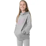 Dívčí mikina s kapucí 4F JUNIOR-GIRLS SWEATSHIRT JBLD002-25M-GREY MELANGE Šedá 158