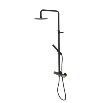 Vodovodní baterie Sapho ULTRAMIX sprchový sloup s pákovou baterií, černá mat/zlato mat UT139BG