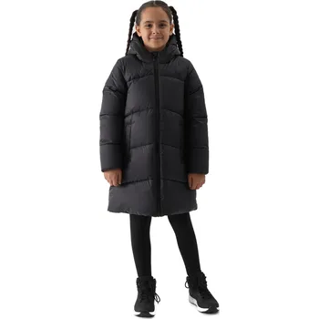 Chlapecká bunda Dívčí bunda 4F JUNIOR-DOWN JACKET-JWAW24TDJAF455-20S-DEEP BLACK Černá 158