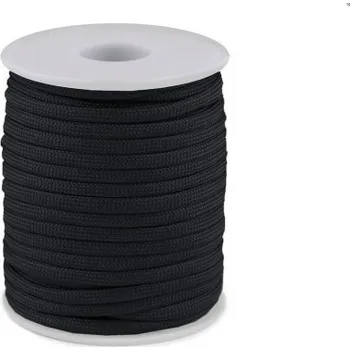 Příze Oděvní šňůra - padáková 4mm, černá, galanterie, metráž